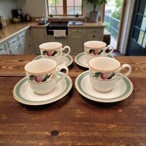 Keltcraft by Noritake Countrywood #9226 Cup & Saucer Sets Ireland Set of 4